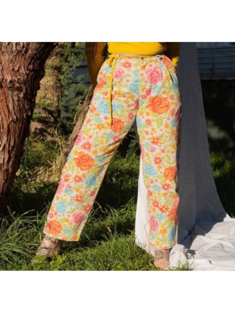 Big Bud Press Trousers Vintage Wallpaper Floral Print Pants Women’s Size XL